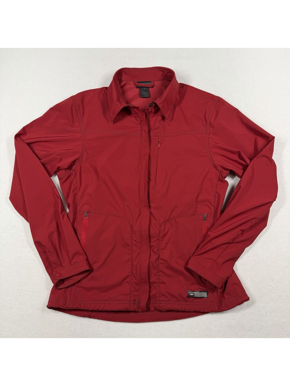 REI Jacket Red Coat Rain Shell Full Zip Waterproof Hiking Climbing Size Medium